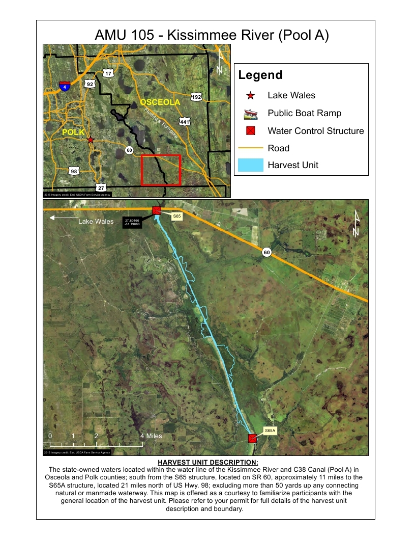 Kissimmee river pool a harvest map